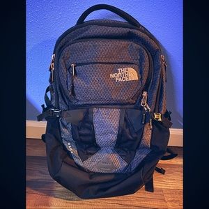 The North Face Recon gray and rose gold backpack